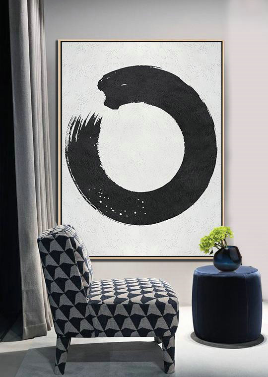 Large Abstract Wall Art,Black And White Minimalist Painting On Canvas - Hand Painted Acrylic Painting